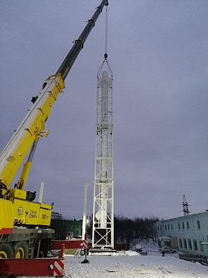 Установка самонесущей дымовой трубы